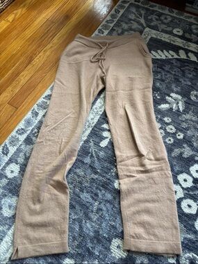 Quince Camel Knit Drawstring Waist Cashmere Pants
